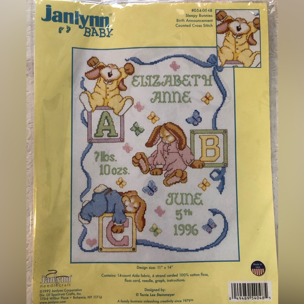 Vintage Cross Stitch Set- Baby Announcement